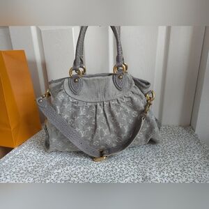 Louis Vuitton Neo Cabby MM Grey Vintage Denim Shoulder Bag